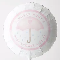 Pink Umbrella Watercolor Girl Baby Shower Balloon