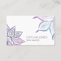 Purple Lotus Pattern Massage Or Reiki Practitioner Business Card