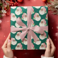 Retro Pink Hat Black Santa Xmas Wrapping Paper