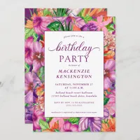 Modern Tropical Floral Birthday Party Invitation