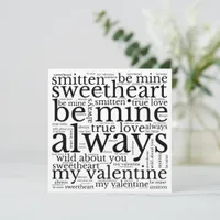 Valentine Phrases WordArt Black Text White Holiday Card