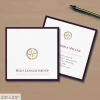 Elegant Gold Compass Logo Square Business Card