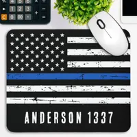 Personalized Police Officer Thin Blue Line Mouse Pad