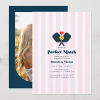 Perfect Match Pickleball Engagement Party Photo Invitation