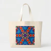 Multicolored oil painting kaleidoscope large tote bag