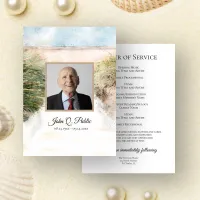 Natural Beach Watercolor Funeral Service Memorial Program