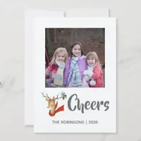 Retro Vintage Reindeer Christmas Family Photo Holiday Card