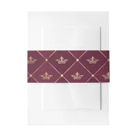 Burgundy and Gold Crown Lattice Invitation Belly Band