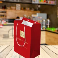 Red business logo paper shopping bag