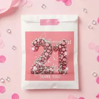 Pink Diamonds Glam 21st Birthday Party Thank You Favor Bag