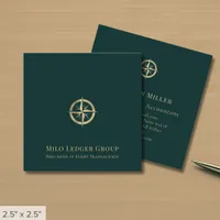 Professional Gold Compass Logo Square Business Card