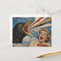 The Sceaming Bird and Retro Lady Postcard