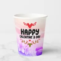 Happy Galentine's Day Red Heart & Wings Party Paper Cups