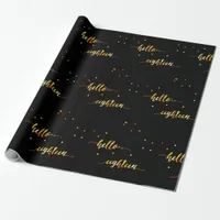 18th birthday black gold hello 18 typography wrapping paper