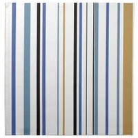 Blue Gold and White Beach Color Stripes Cloth Napkin