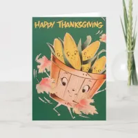 Vintage Bushel of Corn Happy Thanksgiving Holiday Card