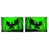 Black Silhouette Dragon on Green - Fantasy | Pillow Case