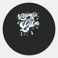 Let's Get Lit! Funny Drinking Christmas Light Grap Classic Round Sticker