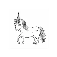 Cute Whimsical Unicorn Rubber Stamp