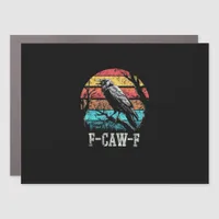F-Caw-F Crow Retro Sunset Pun Funny Bird Cawing Gr Car Magnet