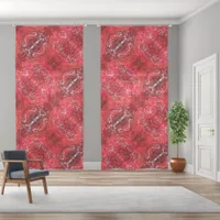 Bright Red Japanese Maple Tree tiled Sheer Curtains