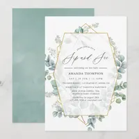 Watercolor Eucalyptus Geometric Sip and See Invitation