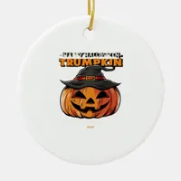 Happy Halloween Trumpkin Classic Ceramic Ornament