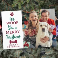 Woof Merry Christmas Cute Pet Dog Photo Holiday Card
