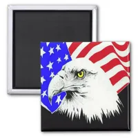 Bald Eagle and American Flag Magnet