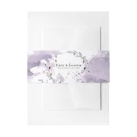 Dreamy Purple Leafy Watercolor/Names/Wedding Date Invitation Belly Band