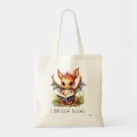 *~* Happy Baby Dragon READING devouring BOOK AP88 Tote Bag