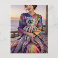 Mythical Sea Creature Cat Octopus Postcard