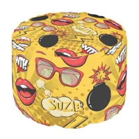 The Bomb Retro Lips Red/Gold ID553 Pouf