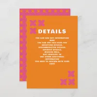 Retro Groovy 70s Pink Orange Wedding Enclosure Card