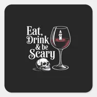 Eat Drink And Be Scary Funny Quote Modern Look Square Sticker