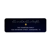 Midnight Blue All Is Calm Christmas Star Address Label