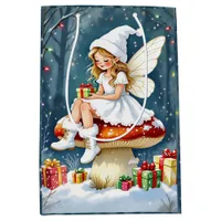 Christmas Fairy atop a Mushroom Cottage Core Medium Gift Bag