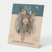 Boho Chic  Fearless Girl Artwork Pedestal Sign