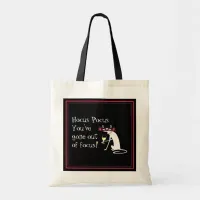 Hocus Pocus Out of Focus Halloween Wine Quote Tote Bag