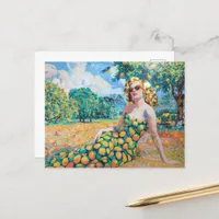 Woman in an Orange Grove Postcard