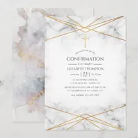 Gold Marble Geometric Confirmation Invitation