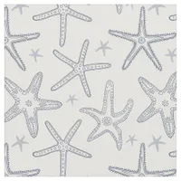 Starfish Ocean Sea Life Blue and White Pattern Fabric