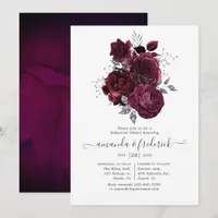 Burgundy and Silver Floral Rehearsal Dinner Invitation