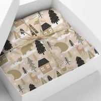 Christmas Bear Village Pink Black Gold Modern Tissue Paper