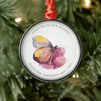 Floral Butterfly Memorial Metal Ornament