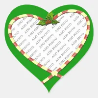 Candy Cane Heart Your Photo Heart Sticker