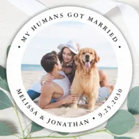 Simple Modern Photo Personalized Wedding Classic Round Sticker