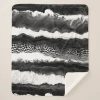 Black and White Abstract Modern Illusion Art   Sherpa Blanket