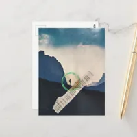 Vintage Person Hiking in Mountains Collage Postcard