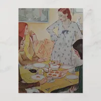 Four Women with a cheese treat in 1930  Postcard